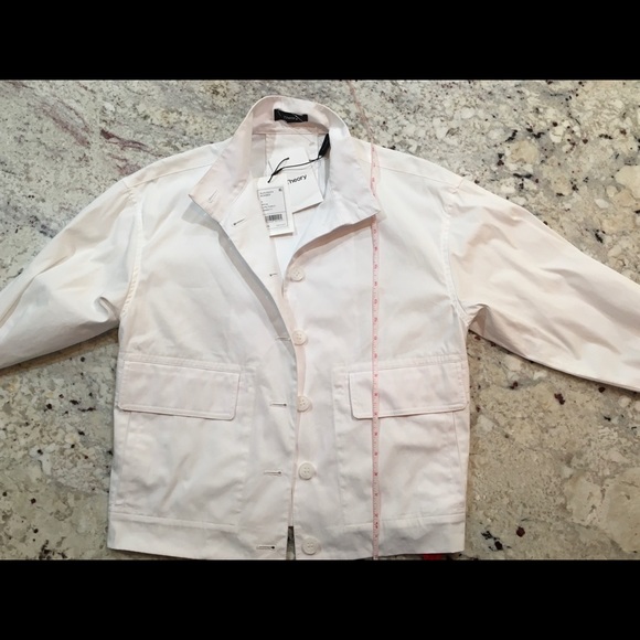 Theory white cotton bomber jacket - Picture 9 of 13